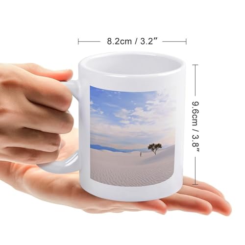 11oz White Ceramic Coffee Mug Funny Romantic White Sand Landscape Tea Cup Microwave & Dishwasher Safe, Lead-Free for Home Office Daily Use & Gifting - color: Romantic White Sand Landscape