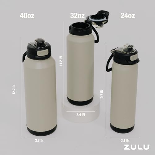 ZULU Powerfill Pro 40oz Stainless Steel Sip or Chug Water Bottle, Ash - color: Ash, style: 40oz