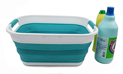 SAMMART 17.5L (4.6 Gallon) Collapsible/Foldable/Pop Up/Portable Washing Tub, Water Capacity 13.5L/3.5 Gallon (1, Bright Blue) - color: Bright Blue