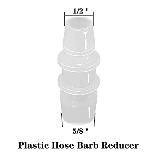 5/8" to 1/2" Hose Barb Reducer Pipe Fittings Adapter, Plastic Joint connector Splicer Mender for Aquarium Household Transport Fuel Gas Liquid Air (Pack of 4) - size: 5/8"-1/2"