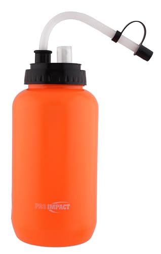 Squeezable Water Bottle Bendable Long Straw and Spray cap - LDPE BPA Free Plastic - Hydration for Baseball Hockey Gym MMA Yoga Boxing Cycling Softball Football Lacrosse (35.5 Oz.) - color: Orange