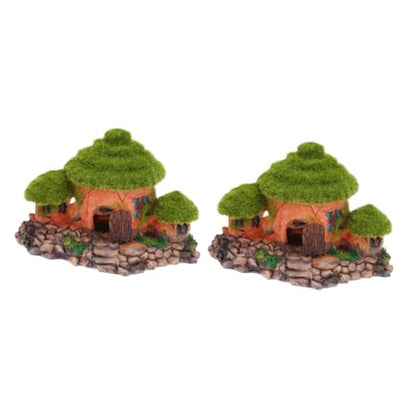 2pcs Decor Ornament Fish Bowls for Betta Fish Aquarium Moss Fish Tank Reptile Bridal House