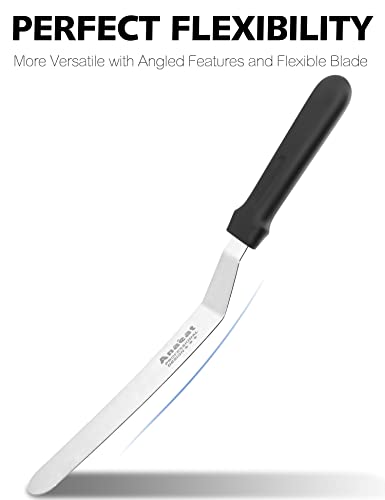 Anaeat Icing Spatulas, Set of 3 Professional Cake Angled Offset Spatula with 4", 6", 8" Stainless Steel Blades - Thickened Frosting Knife with Plastic Handle for Cake Decorating, Pastry & Baking