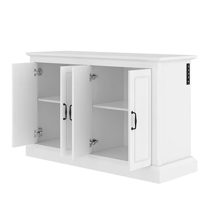 Merax 55-75 Gallon Fish Tank Stand with Power Outlet, Heavy Duty Aquarium Stand with 4 Storage Cabinets, for Fish Tank, Turtle Tank, Reptile Terrarium,White