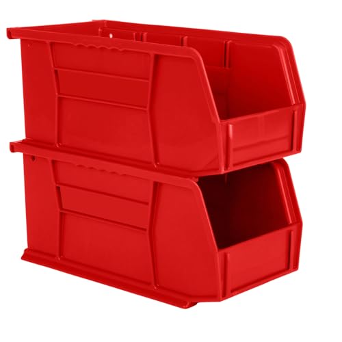 HE HUDSON EXCHANGE 11" x 5.5" x 5" (12 Pack) Plastic Stackable Storage Bin, Red - color: Red, size: 12 Pack