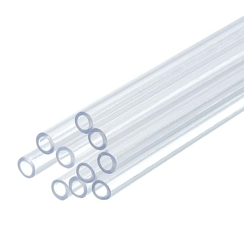 uxcell 10 Pcs Clear Plastic Rigid Tubing 2mm ID x 3mm OD, 0.5 Meters Length Round Polycarbonate Tubing for Aquarium Water Pipe, Water Cooling System, Plumbing - size: 2mm x 3mm