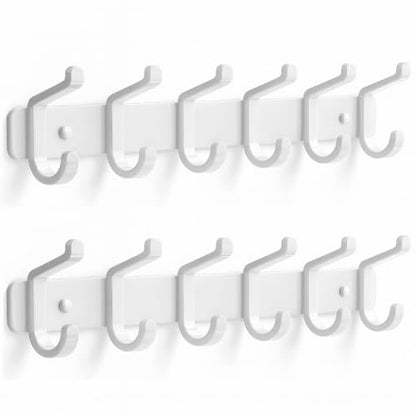 Coat Rack Wall Mount Heavy Duty, Wall Coat Hanger with Hooks, White 2 Pack - color: White, size: 2 Pack