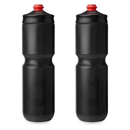 HydraPak Breakaway Surge Lightweight Bike Water Bottle 2-Pack (20oz, 25oz, 30oz) - High Flow, Cycling & Sports Squeeze Bottle - color: Charcoal, size: 30oz/880ml