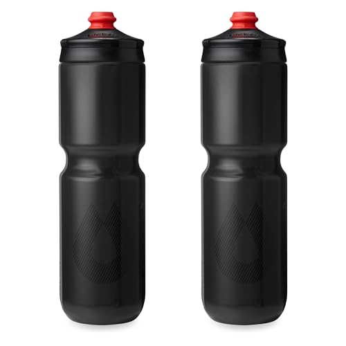HydraPak Breakaway Surge Lightweight Bike Water Bottle 2-Pack (20oz, 25oz, 30oz) - High Flow, Cycling & Sports Squeeze Bottle - color: Charcoal, size: 30oz/880ml