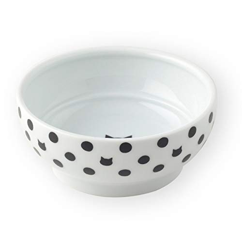 Necoichi Cat Food Bowl & Water Bowl - Shallow Wide Cute Cats Dish - Prevents Neck & Whisker Fatigue - Dishwasher & Microwave Safe - No Spill Ceramic Cat Bowl for Indoor Cats & Kittens (Dots Style) - color: Dots