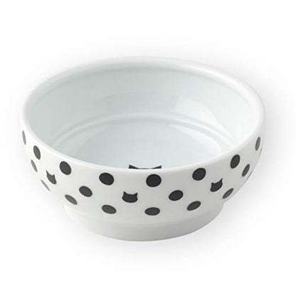 Necoichi Cat Food Bowl & Water Bowl - Shallow Wide Cute Cats Dish - Prevents Neck & Whisker Fatigue - Dishwasher & Microwave Safe - No Spill Ceramic Cat Bowl for Indoor Cats & Kittens (Dots Style) - color: Dots