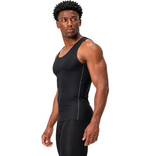 DEVOPS 3 Pack Men's Muscle Dry Fit Compression Tank Top Sleeveless Shirt - color: Black / Black / White, size: XX-Large