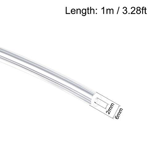 uxcell Silicone Tubing 3/32"(2mm) ID X 1/4"(6mm) OD 3.3ft(1m) Silicone Rubber Tube Air Hose Water Pipe for Pump Transfer Clear - size: 2mm x 6mm