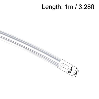 uxcell Silicone Tubing 3/32"(2mm) ID X 1/4"(6mm) OD 3.3ft(1m) Silicone Rubber Tube Air Hose Water Pipe for Pump Transfer Clear - size: 2mm x 6mm