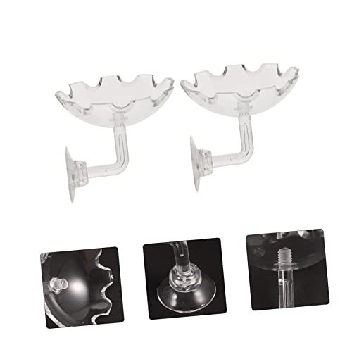 Kisangel 2pcs Acrylic Shrimp Feeder with Cup Transparent Feeding Bowl for Aquarium Easy to Install Shrimp Food Holder and Convenient Feeding Dish for Reptiles and Ornamental Fish