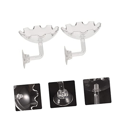 Kisangel 2pcs Acrylic Shrimp Feeder with Cup Transparent Feeding Bowl for Aquarium Easy to Install Shrimp Food Holder and Convenient Feeding Dish for Reptiles and Ornamental Fish