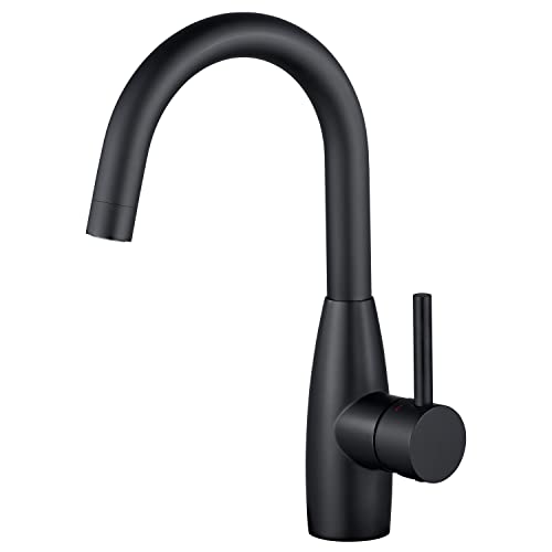 CREA Bar Sink Faucet, Sink Faucets Single Hole Black for Bathroom Kitchen Campers with Deck Plate Prep Wet Utility Small Mini Outdoor Vessel Farmhouse Vanity Lavatory