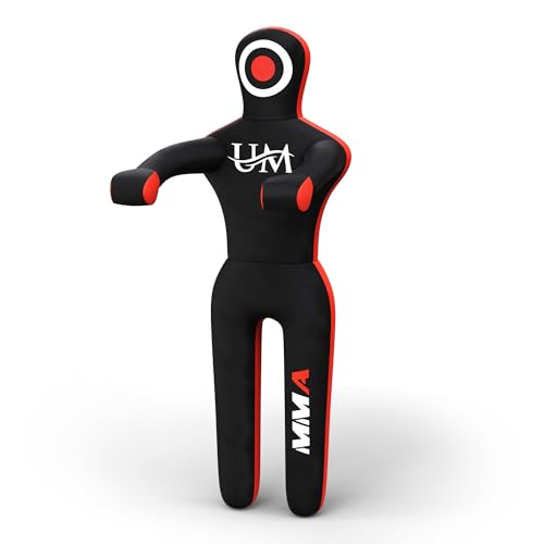 UM Supplies Premium Grappling Unfilled Wrestling Multipurpose Dummy for MMA, BJJ, Judo, Karate, Jiu Jitsu,Punching Dummy | Unmatched Quality PC Fabric- (Unfilled) - color: Black, size: 6 FT