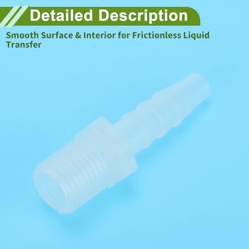 Plastic Hose Barb Fitting 1/4" Hose ID G1/4 Male Barb Hose Connector PP 5 Pcs