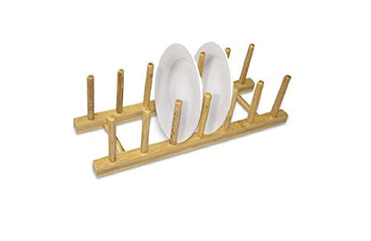 OSTBIT Plate Rack-holder Kitchen Cabinet and Pantry Organizer Rack, 6 Compartments,Pot Lid Holder or bookshelf 11 -inches bamboo