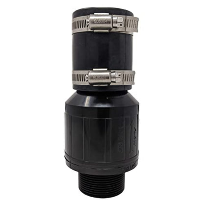 Threaded Quiet Sump Pump Check Valve with 100% Stainless Steel Clamps Included - Threads Directly into the Pump's 1-1/2" NPT Discharge to Connect it to a 1-1/2" Pipe - Model CV-150T - size: 1.5 Inch