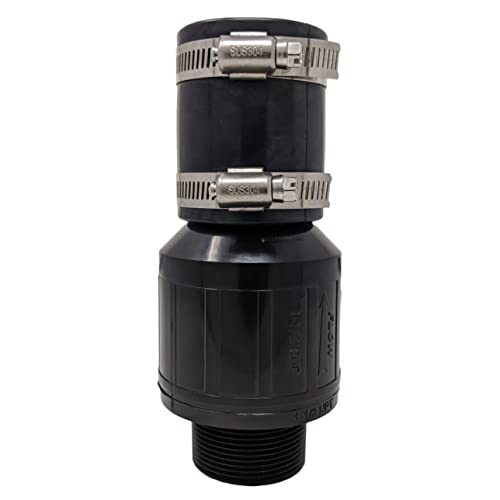 Threaded Quiet Sump Pump Check Valve with 100% Stainless Steel Clamps Included - Threads Directly into the Pump's 1-1/2" NPT Discharge to Connect it to a 1-1/2" Pipe - Model CV-150T - size: 1.5 Inch