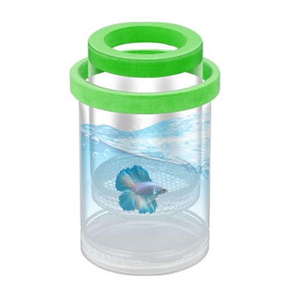 Fish Breeder Box - Clear Acrylic, Strong Suction Cups, V-Grate, Safe Fry Hatching Tank Guppy, Protects Fish, Betta Shrimp Isolation Space, Aquatic Separator Nursery | for Aquarium - color: Green