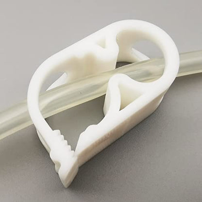 10PCS High Temperature Resistant Plastic Tubing Clamps, 6 Grades Adjustable Hose Flow Control Tube Clip Shut Off Laboratory Pinch Valve, Syphon Pipe Holder, White - size: for tube OD 1/4''-1/2'' (6-12mm)PBT