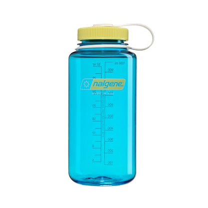 Nalgene 32 oz Wide Mouth Water Bottle, Thrill & Motion, Blue Atoll w/Endive - color: Blue Atoll w/ Endive, size: 32 Ounces