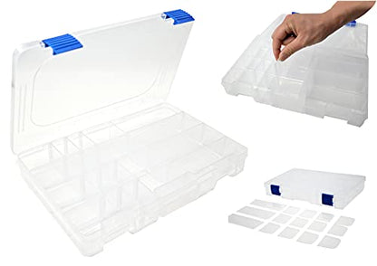 Medium Plastic Fishing Tackle Box Storage Organizer Box 3600 with Adjustable dividers Tackle Tray Parts Crafts Case 4 Pack