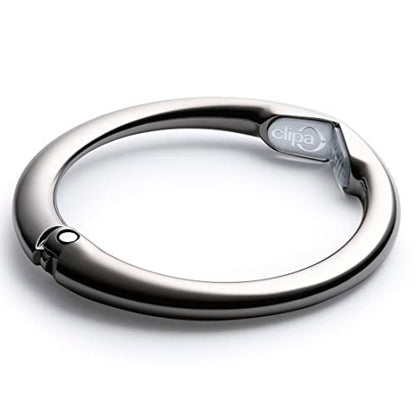 Clipa Bag Hangers The Ring that Opens into a Hook, Closes Automatically - color: Polished Hematite