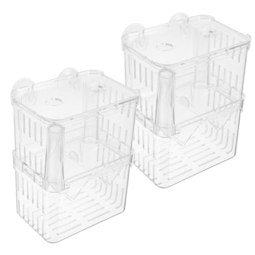 Luxshiny 2Pcs Large Fish Breeding Box with Ventilated Design Aquarium Isolation Holder for Fry Acclimation and Hatchery Secure Tank Incubator with Easy Installation Random Color