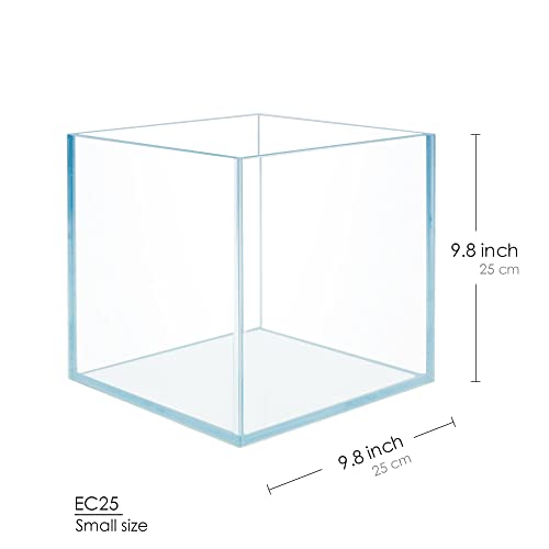 Cube Rimless Frameless Extra Clear All Glass Aquarium, 5mm Low Iron Glass, White Leveling Mat Included, w/Lids Options, Perfect for Fish & Shrimps - size: 4 GAL 9.8x9.8x9.8 in