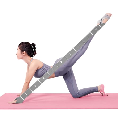 2-Pack Yoga Straps with 11 Loops - Adjustable Elastic Stretching Bands for Pilates, Dance, Ballet Gymnastics & Physical Therapy, Multifunctional Flexibility Exercise Equipment - color: Gray+Blue