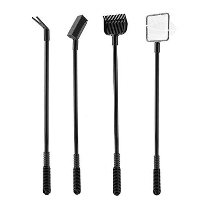 Abs Plastic Fish Tank Cleaner Brush Net Shovel Clamp/Holder 4 in 1 Portable Aquarium Cleaning Tool Set, Fish Tank Cleaner Brush for Effective Aquarium Maintenance and Bottom Dirt Removal