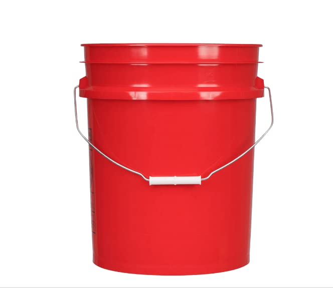 5 Gallon Food Grade BPA Free Made in USA Red Bucket Pail with White Air Tight Screw On Lid (Pack of 3)