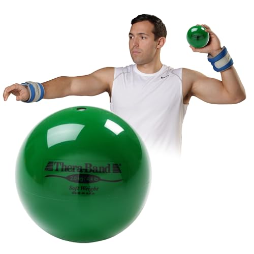 THERABAND Soft Weight 4.4 Lb, 4.5" Medicine Ball, Weighted Exercise, Green | Ball-shaped isotonic soft weight for physical therapy, Pilates, shoulder strength and rehab exercise - color: Green