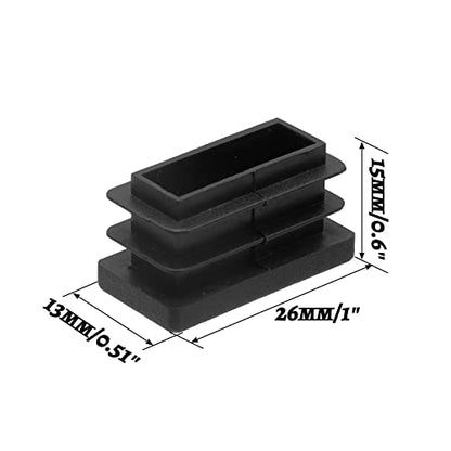 Piutouyar Rectangular Tubing End Caps, Plastic Plug Insert, Black End Cap for Tube Hole Insert, Fences, Furniture Non-Slip Protection (26mm x 13mm / 1.02 Inch x 0.5 Inch),32Pcs - size: 26 x13mm / 1.02 x 0.5"-32Pcs
