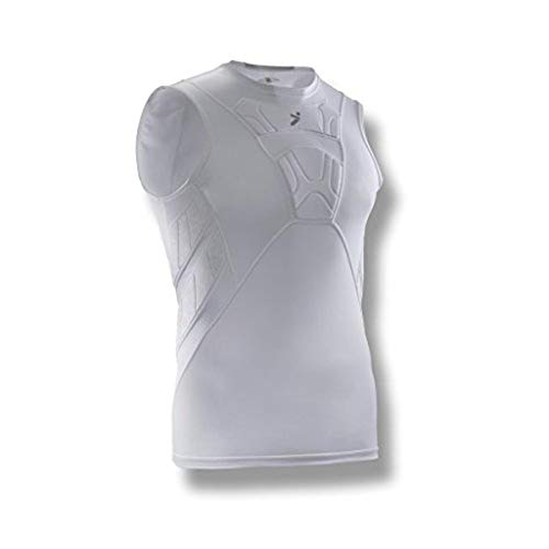 Storelli BodyShield Sleeveless Undershirt, Protective Soccer Base Layer, Lightweight Compression Top with Padded Chest - color: White, size: Medium