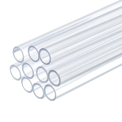 uxcell 10 Pcs Clear Plastic Rigid Tubing 6mm ID x 8mm OD, 0.5 Meters Length Round Polycarbonate Tubing for Aquarium Water Pipe, Water Cooling System, Plumbing - size: 6mm x 8mm
