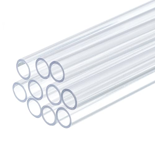uxcell 10 Pcs Clear Plastic Rigid Tubing 6mm ID x 8mm OD, 0.5 Meters Length Round Polycarbonate Tubing for Aquarium Water Pipe, Water Cooling System, Plumbing - size: 6mm x 8mm