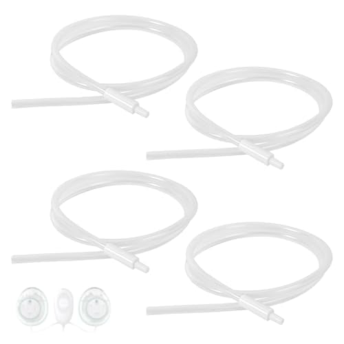 4pcs Replacement Tubing for Elvie Stride Pump, Silicone Breast Pump Tubing with Tube Connectors Replacement Parts for Elvie Stride, BPA-Free & Easy to Clean
