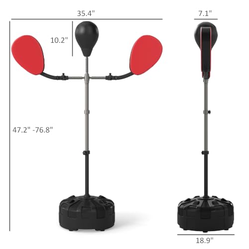 Soozier 3-in-1 Boxing Bag with Stand Adjustable Height 2 Target Arms Black