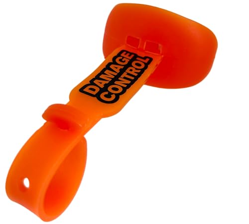 DAMAGE CONTROL Pacifier Football Mouth Guard – Permanent Strap – Orange - color: Orange