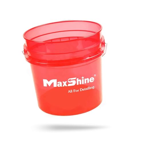 Maxshine 3.5 Gallon Universal Detailing Bucket (Red) – Car Wash Bucket for Scratch-Free Washing – Garage Storage & Auto Detailing Tool Holder – Holds Soap, Foam Cannon, Brushes, Microfiber Towels
