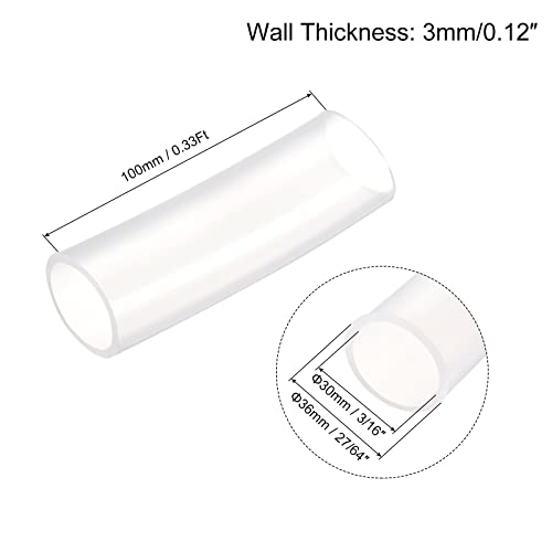 uxcell Pure Silicone Tubing 32mm ID,38mm OD Water Air Pump Pipe, 4Pcs 0.33 Ft Transparent Silicone Hose Tubing for Household, Industry, Drinking Water - size: 32mm x 38mm