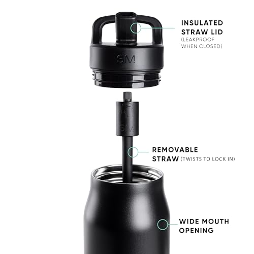 Simple Modern Insulated Water Bottle with Manual Straw | 34oz | Checkered - color: Lavender Checkmate, style: 34oz