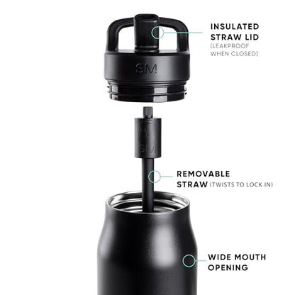 Simple Modern Insulated Water Bottle with Manual Straw | 34oz | Checkered - color: Lavender Checkmate, style: 34oz