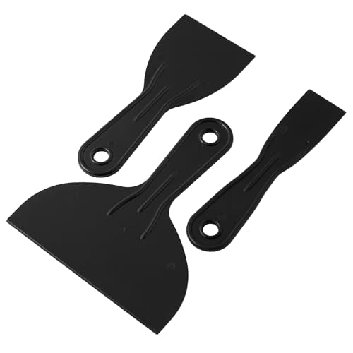 Plastic Putty Knife Set - 3Pcs Black Plastic Scraper Tool, 1.5"/3"/6" Sizes Spackle Knife for Spackling, Painting, Drywall, Arts and Crafts, Tile Jobs, Tamale Making