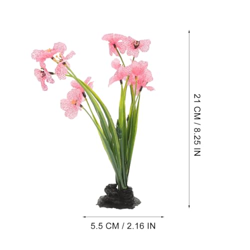 NOLITOY 4Pcs Artificial Aquarium Plants, Fish Tank Decorations Goldfish Betta Cave Accessories for Desk Top Decor (Pink) - size: 4pcs